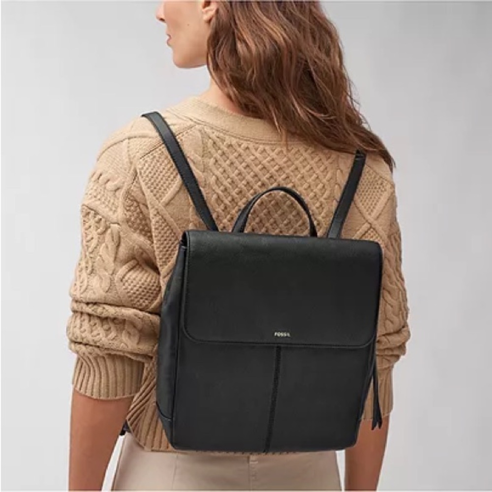 New Fossil Claire Backpack leather purse black brown satchel bag